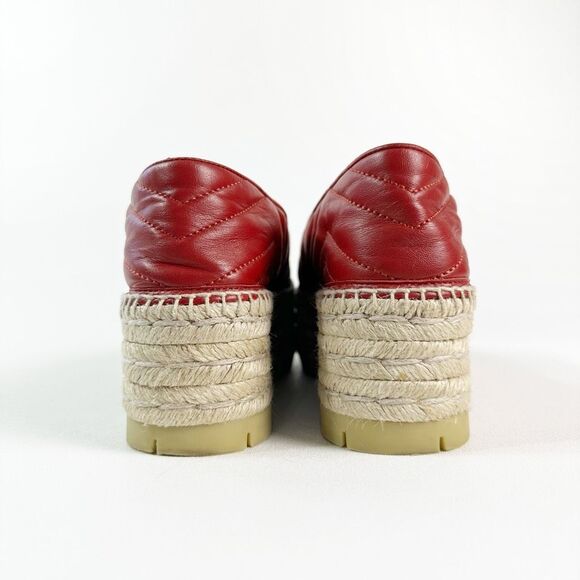 GUCCI Red Marmont Platform Espadrille 37 US 7 Matelasse Leather Quilted Flat - Picture 6 of 13